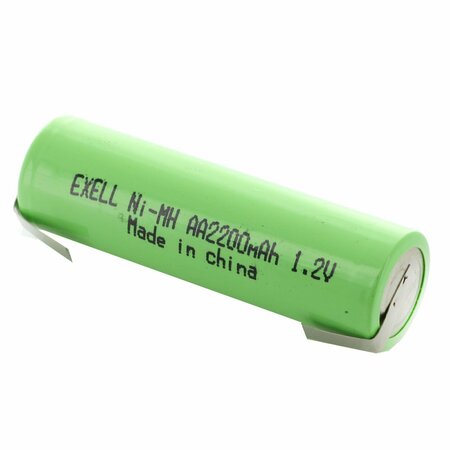 EXELL BATTERY 1.2V AA Size 2200mAh NiMH Rechargeable Battery  w/ Tabs EBC-502-1